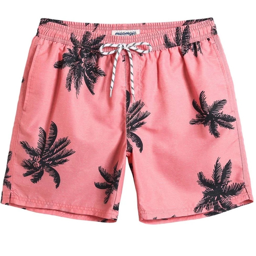 Brand New Quick Dry Tropical Palm Print Men's Swim Trunks Size Large